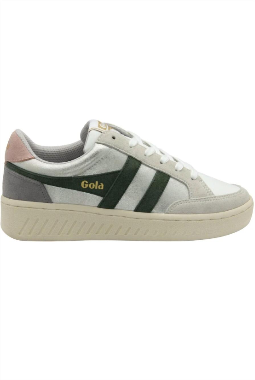 NEW GOLA women's bullet blaze sneaker in silver/evergreen/chalk pink